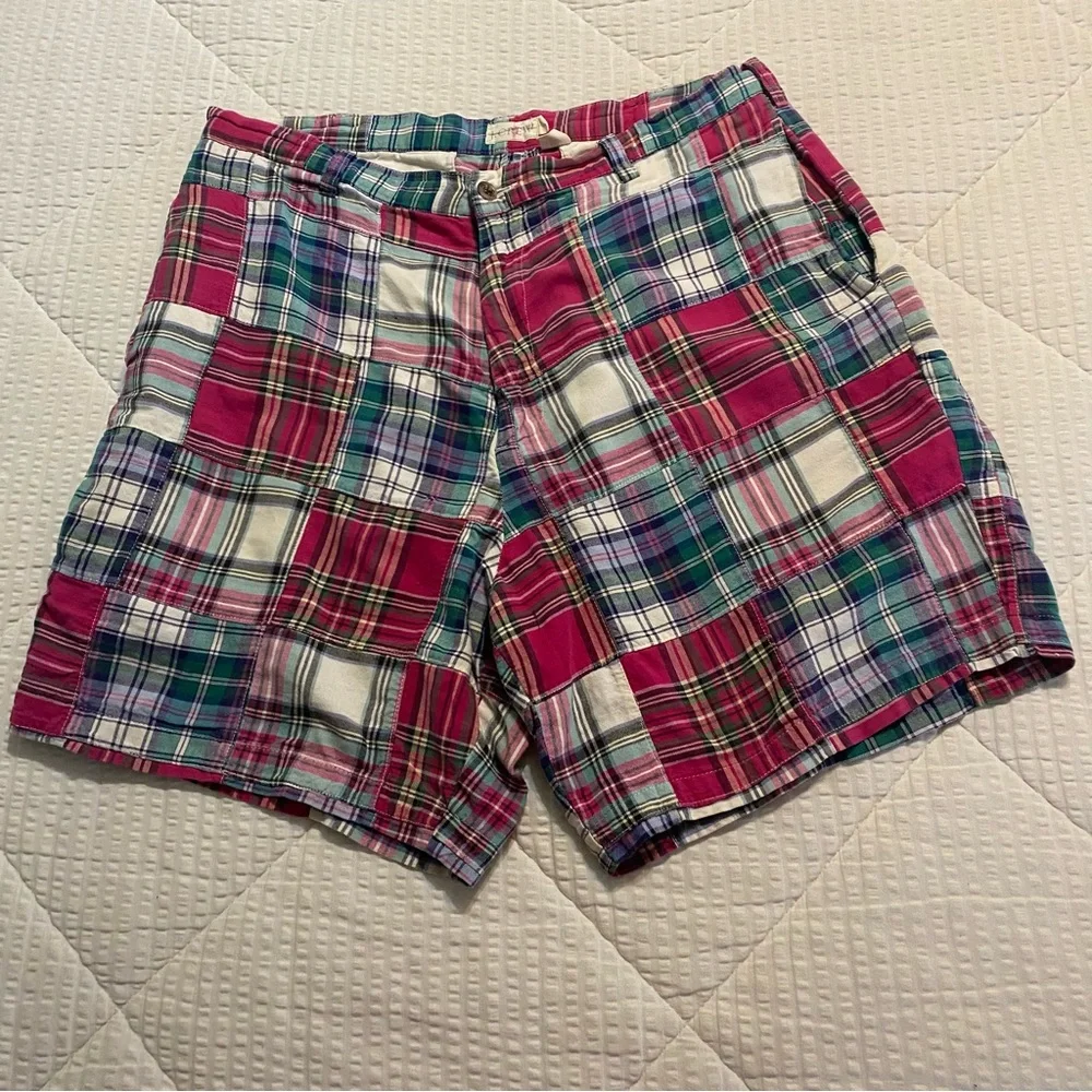 J. Crew Vintage Madras Patchwork Plaid Cotton Preppy Nautical Men’s Shorts 34